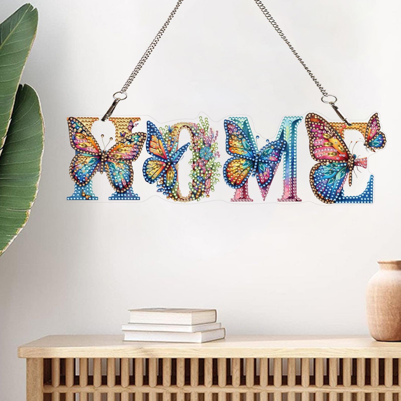 DIY Butterfly Diamond Art Hanging Ornament - Special Diamond Gem Art Kit, Colourful Wall/Window Pendant Ornament for Home and Garden Decor, Gifts for Adults-Home