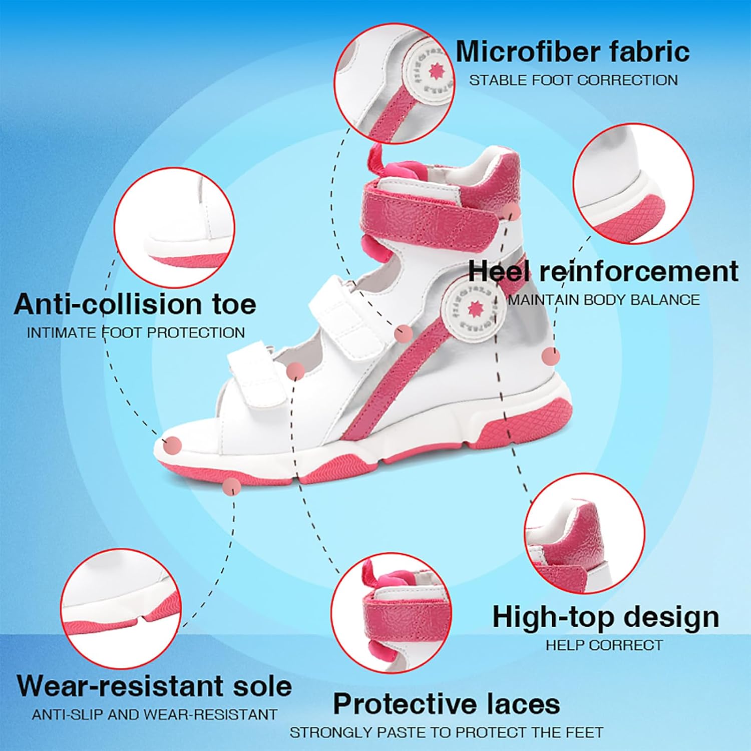 princepard Toddlers Orthopedic Sandals with Arch and Ankle Support,High-top Corrective Shoes for Kids - Image 6
