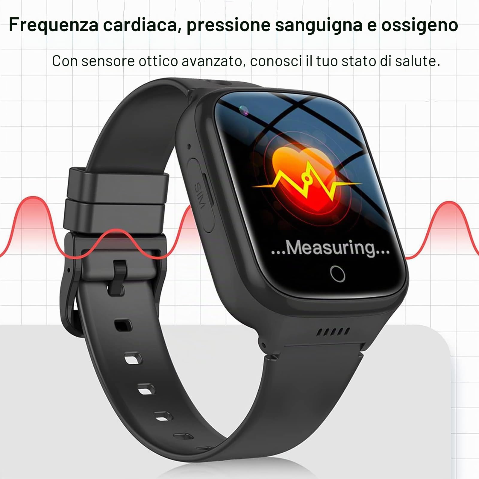 Smartwatch con Rilevamento Cadute, Avvisatori di Caduta per Anziani, Pulsante di Emergenza SOS & Videochiamata HD e Monitor Salute - IPX7 Impermeabile