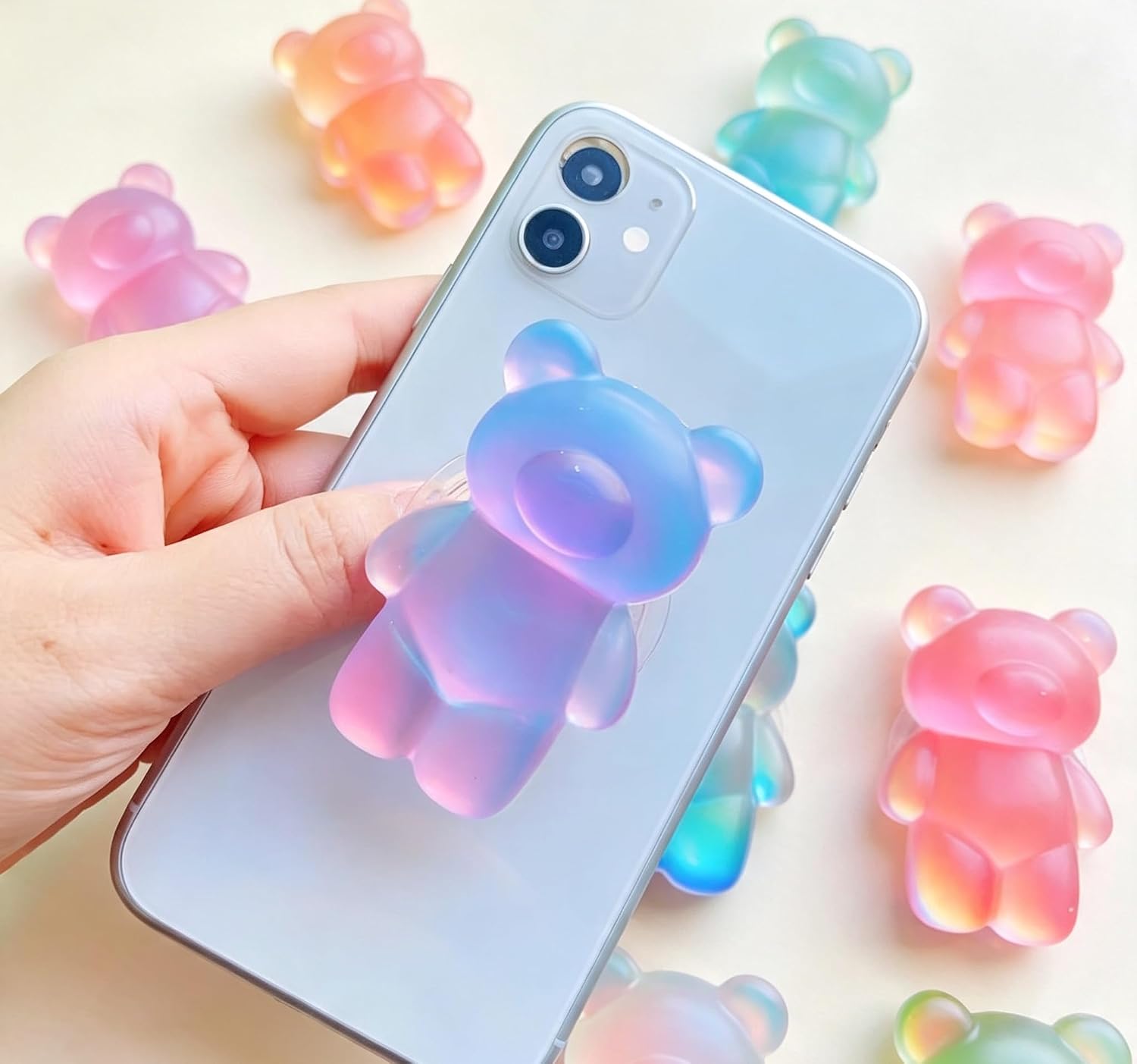 2pcs Phone Finger Holder 3D Gummy Bear Folding Phone Grip Stander image 2