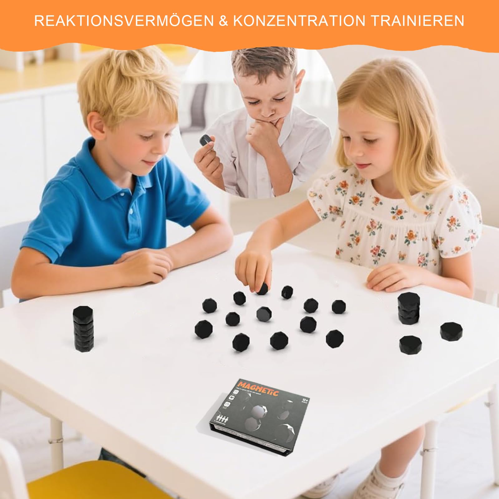 Magnetisches Schachspiel – Pädagogisches Magnetspiel mit 20 Magnetsteinen & Seil, Lern- & Reisespiel für Kinder & Erwachsene, fördert Logik, Konzentration & gemeinsames Spiel, Geschenk für Familie