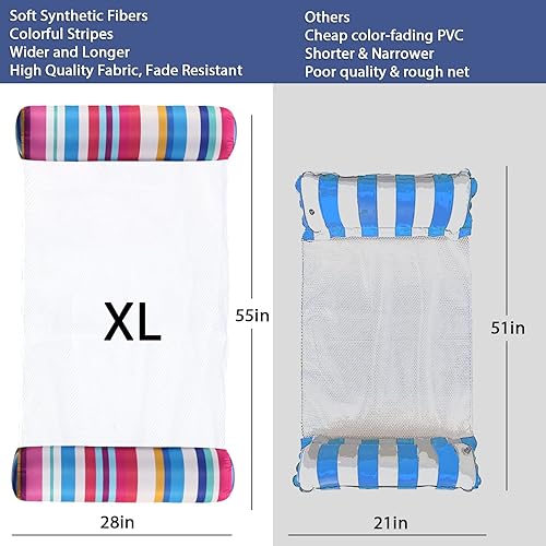 Miniatura 6 de FindUWill 2 Pack Premium Swimming Pool Float Hammock Multi-Purpose Inflatable Hammock Saddle Lounge Chair Hammock Drifter Water Hammock Lounge