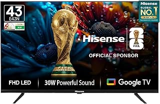 Hisense 108 cm (43 inches) E43N Series Full HD Smart Google LED TV 43E43N (Black)