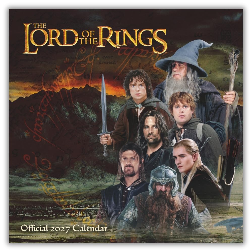 The Lord of the Rings 2027 Square Wall Calendar Official Licensed Fantasy Calendar, Monthly Grid Layout, Epic Middle-earth Artwork Featuring Iconic Characters & Scenes, Large Square Format, Gift