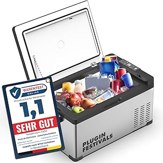 PLUG IN FESTIVALS - elektrische Kühlbox - Kompressor Gefrierbox bis -20 Grad - Kühlbox Auto - Camping Kühlschrank - Powerstation zum Kühlen - 12V 230V - 25 Liter