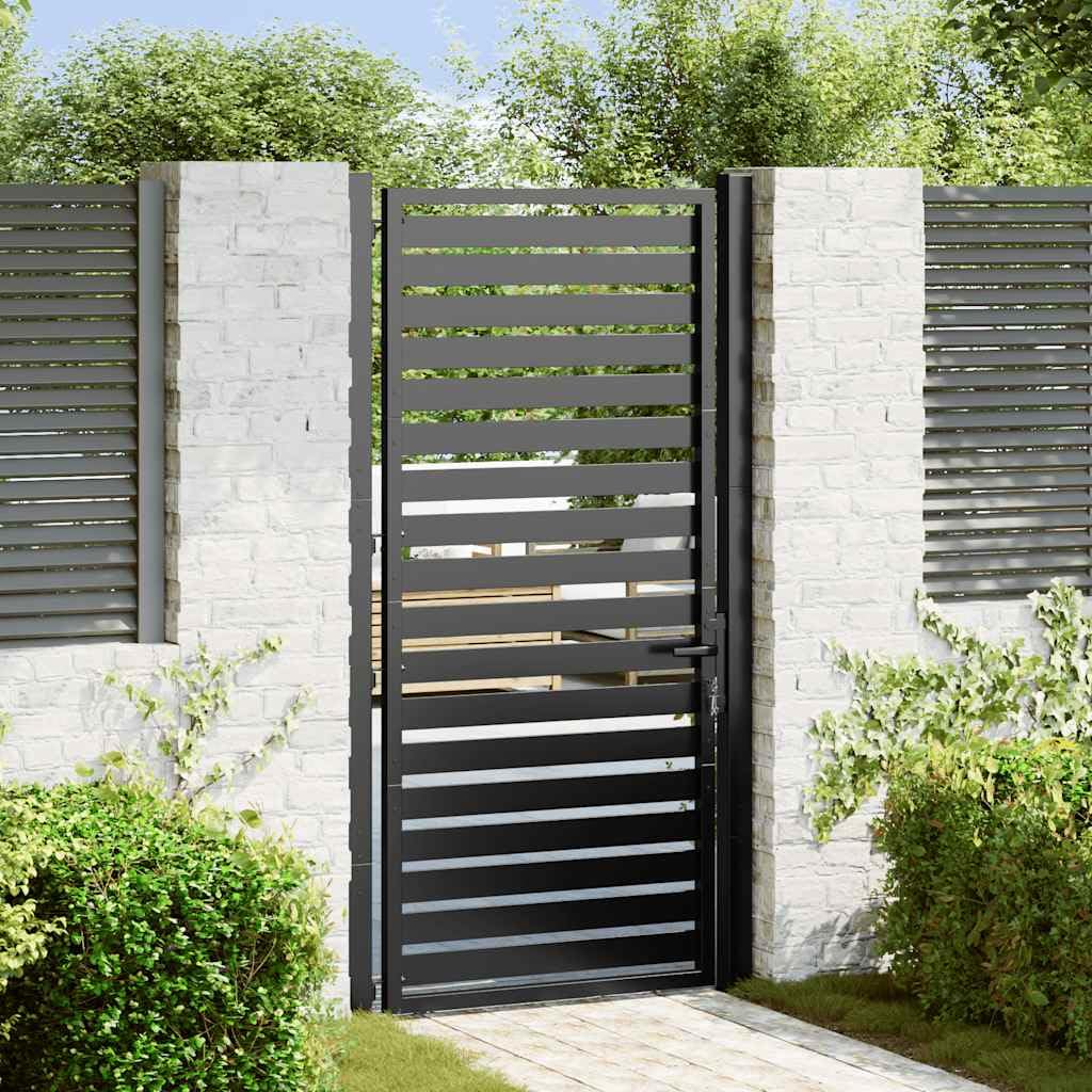 vidaXL Gartentor Abschließbar Schwarz 100x180 cm Aluminium Zauntor Zauntür Gartentür Gartentor Metall