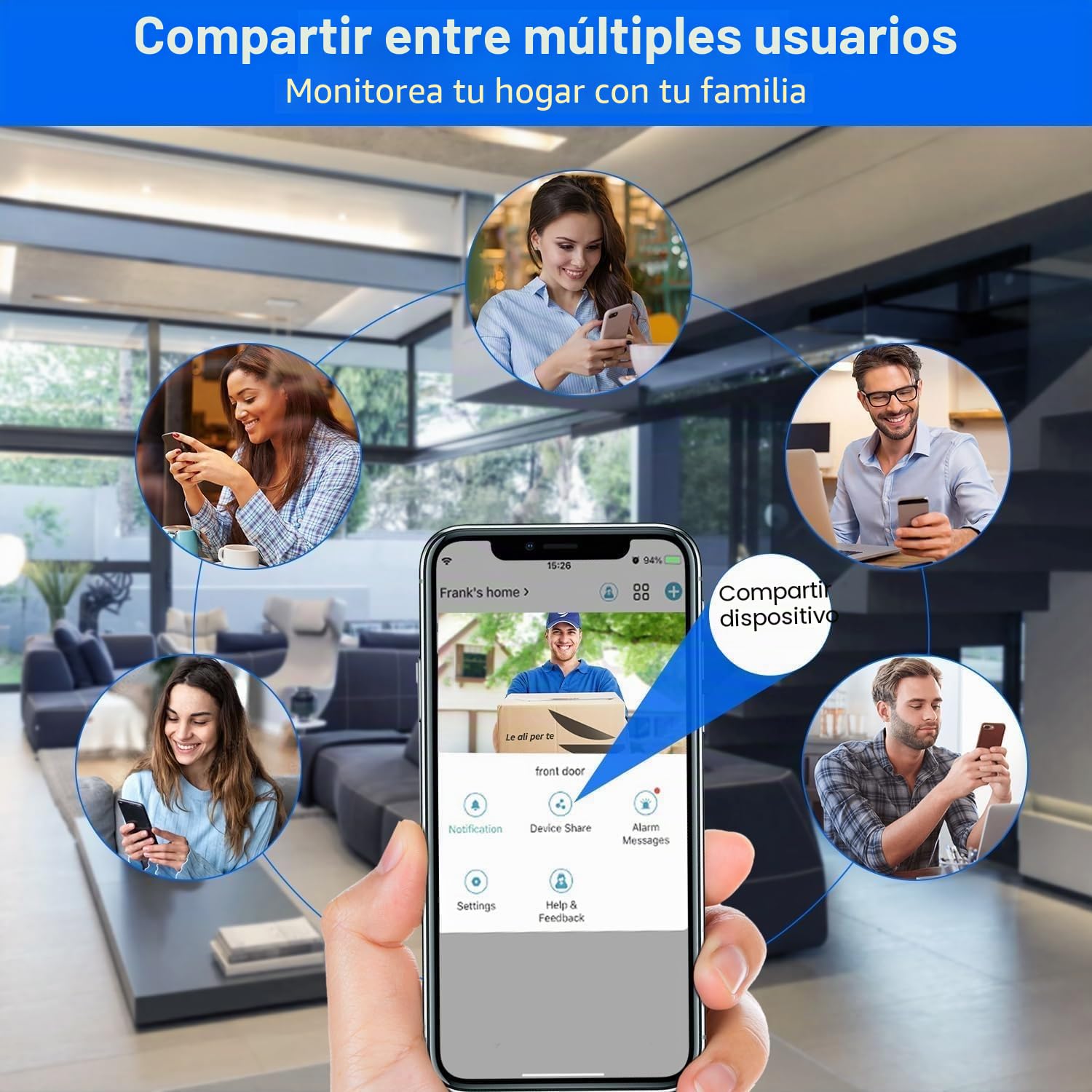 Timbre inalámbrico de video con timbre, cámara de seguridad 2K HD sin suscripción, detección de movimiento PIR, visión nocturna, audio bidireccional, funciona con batería, tarjeta SD/almacenamiento en