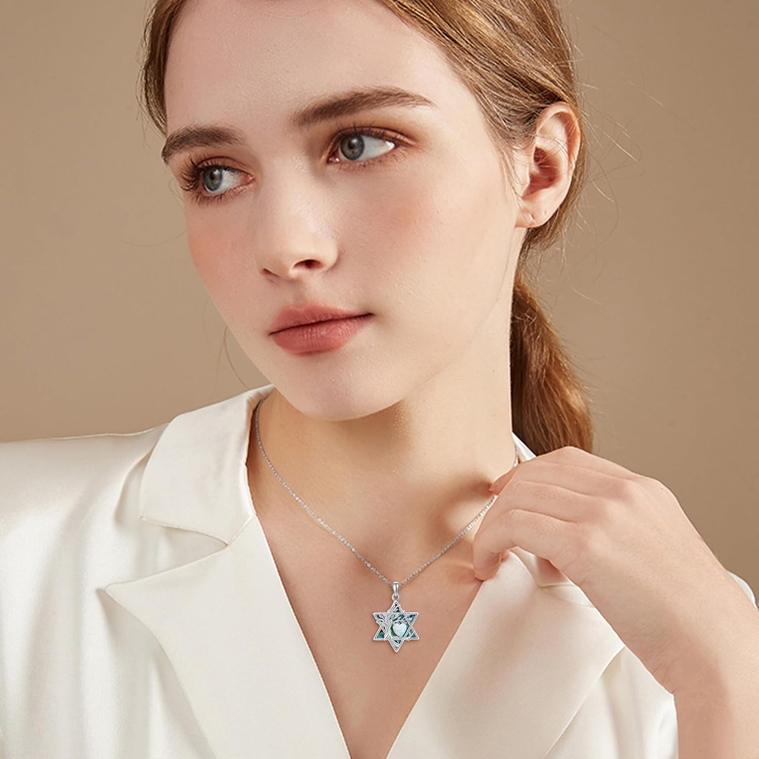 YAFEINI Star of David Necklace for Women Sterling Silver Tree of Life Necklace Star of David Jewelry Gifts - Image 2