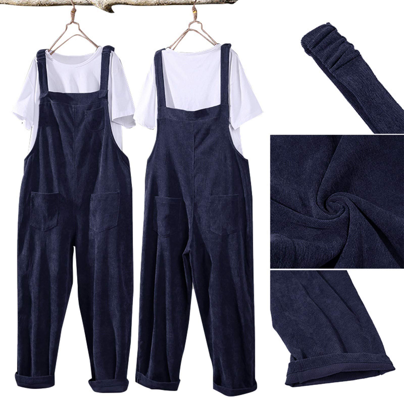 Mono Mujer Elegante - Mono Casual para Mujer con Peto Holgado y Bolsillos en Sólido Color Elegante