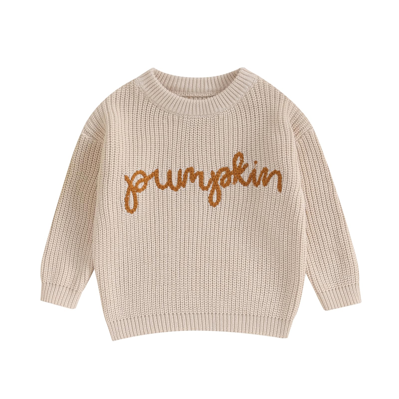 Baby Pumpkin Outfit Newborn Infant Boy Girl Cute Long Sleeve Knit Oversized Sweater Toddler Halloween Clothes (B-Cream White, 0-3 Months)