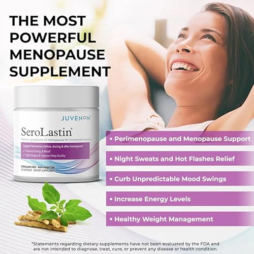 Miniatura 5 de Juvenon Suplementos para la menopausia para mujeres, apoyo al estado de ánimo, alivio de sofocos, apoyo perimenopáusico, equilibrio hormonal,