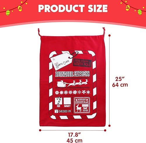 Miniatura 3 de JOYIN 3 bolsas de regalo de arpillera de Papá Noel personalizadas con cordón para bolsa de almacenamiento grande de paquetes de Navidad, suministros