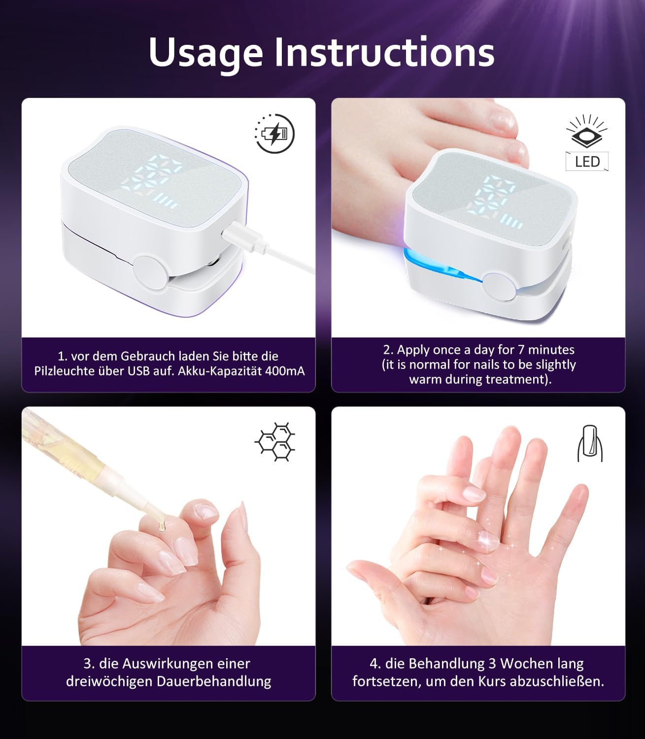 Nagelpilz Lasrgeät mit Zeitmessgerät 【3 Blau 1 Infrarot-Upgrade】Nagelpilz Laser【21Tage schnell wirkende】Laser NagelilzNaelpilz Testsieger