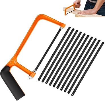6 Inch Hacksaw for Metal Cutting, Junior Hacksaw with 10 Blades, Compact Hand Saw for DIY Projects, Woodwork, PVC Pipe and Tile Cutting