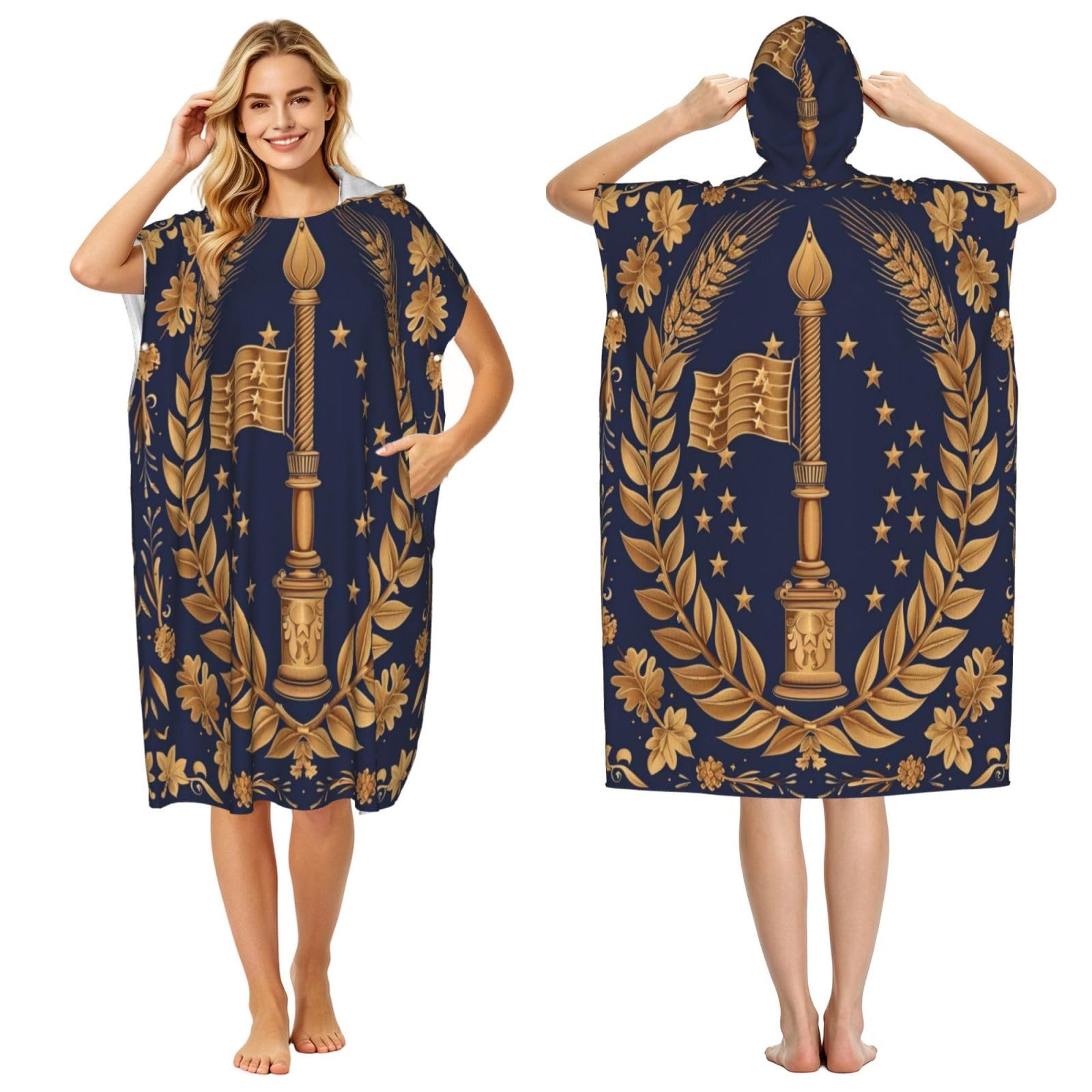 DTHKJNLSF Indiana State Flag Adult Hooded Beach Poncho Towel