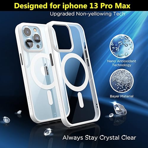 Miniatura 2 de Funda para iPhone 13 Pro Max con Magsafe, [imanes fuertes] [no amarillea] [protección militar contra caídas] magnética transparente delgada para