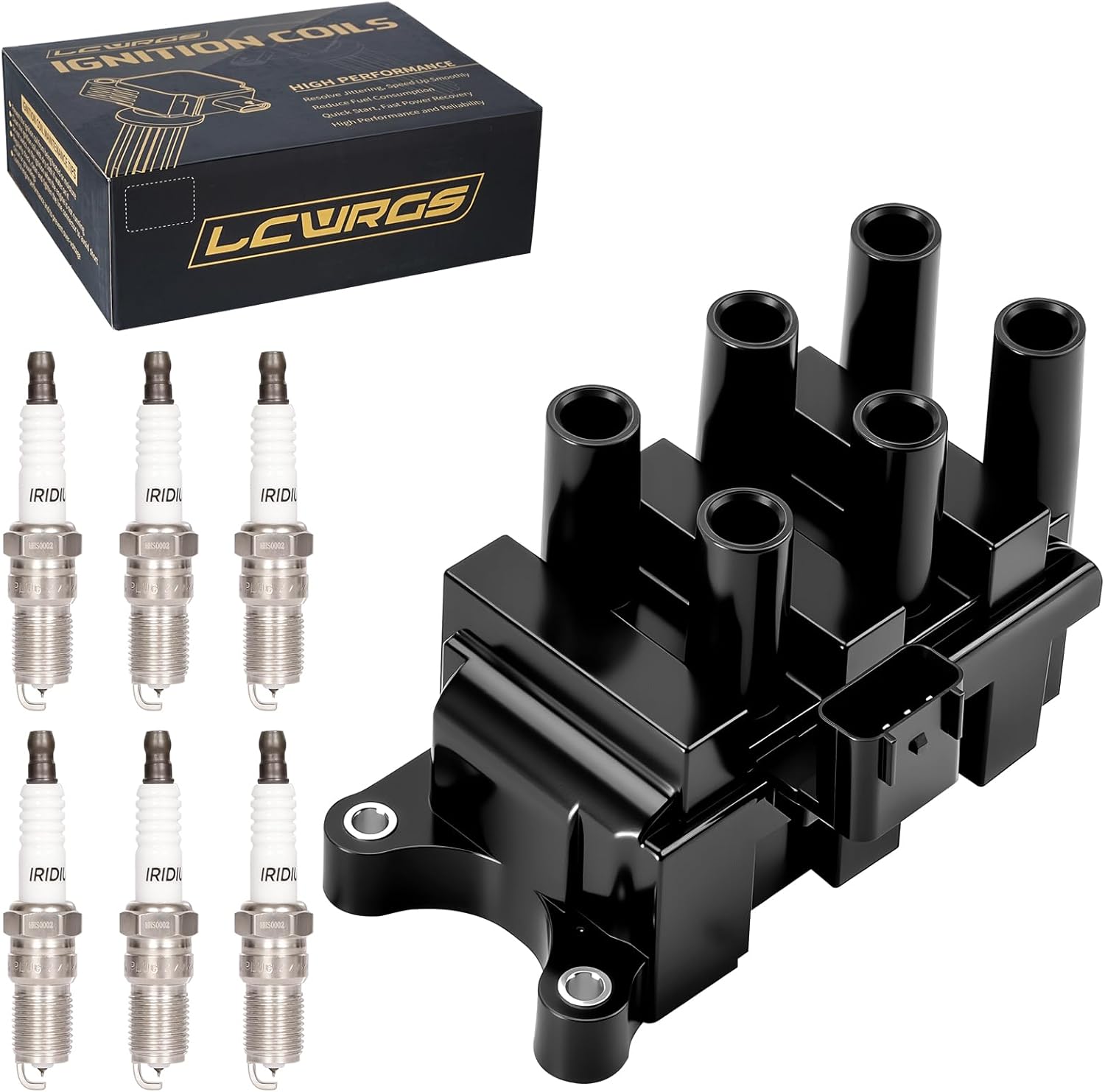 1x Ignition Coil Pack and 6x Spark Plugs for 2004 2005 2006 2007 2008 Ford Ranger Mazda B3000 3.0 V6 Spark Plugs and Coils Replaces# FD498 1F2018100