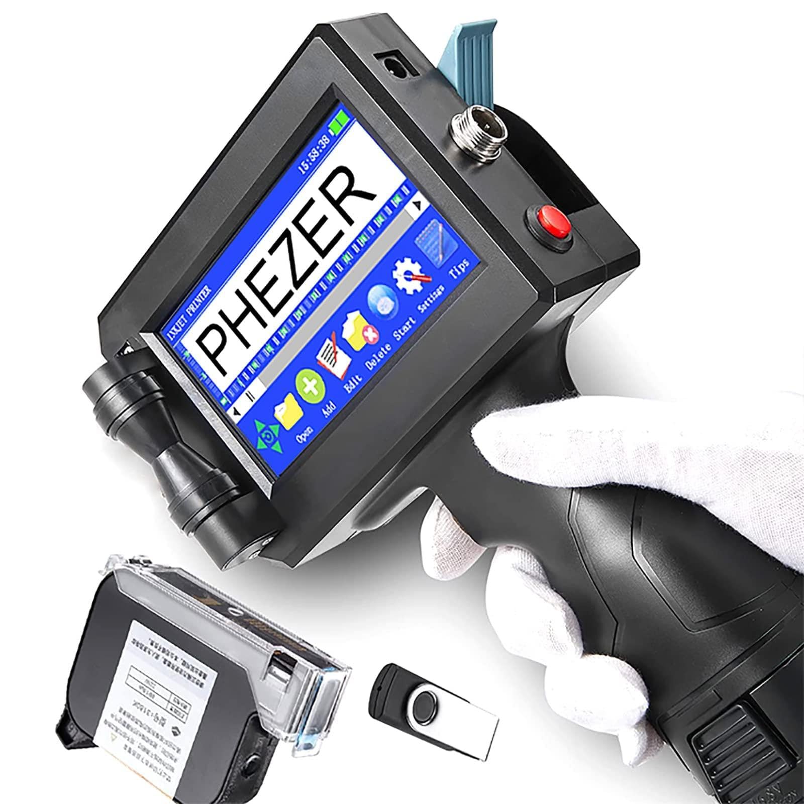 Etichettatrice per Stampante Portatile Portatile Touch Screen da 4,3 Pollici Codificatrice a Getto d'inchiostro ad Asciugatura Rapida per Etichetta Codice QR Numero di Lotto, 225x135x110mm