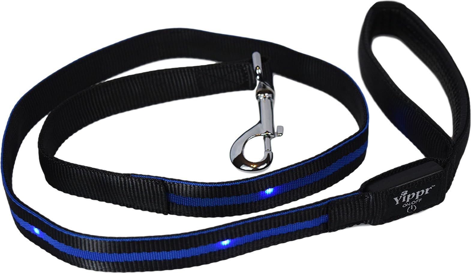 Classic Yippr LED Dog Leash - USB Rechargeable Light Up Dog Leash – 7 Colors (Blue, Green, Orange, Pink, Red, Yellow, White) – Dog Leashes with Light Increases Safety for Walking Your Pet