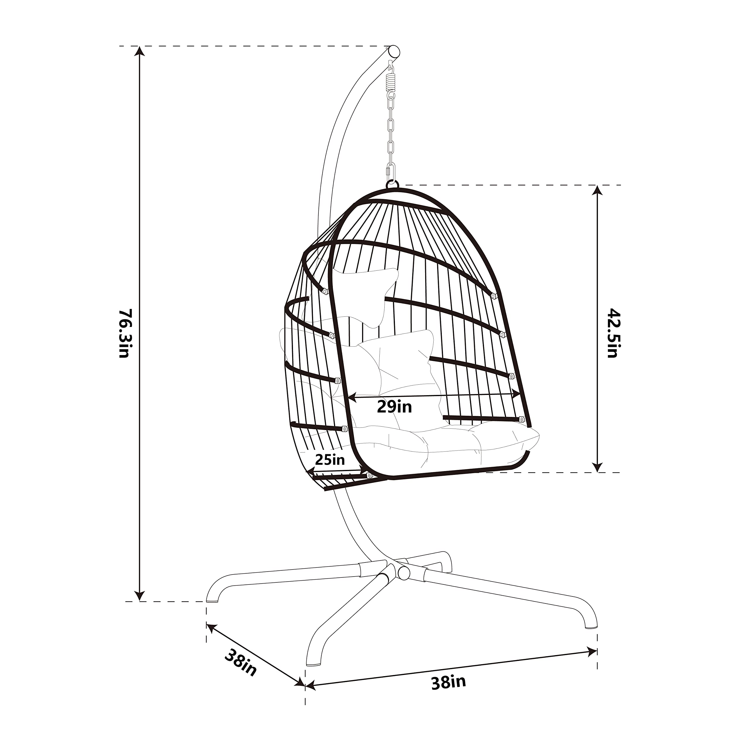 Buy Egg Chair with Stand Indoor Outdoor Patio Wicker Hanging Chair