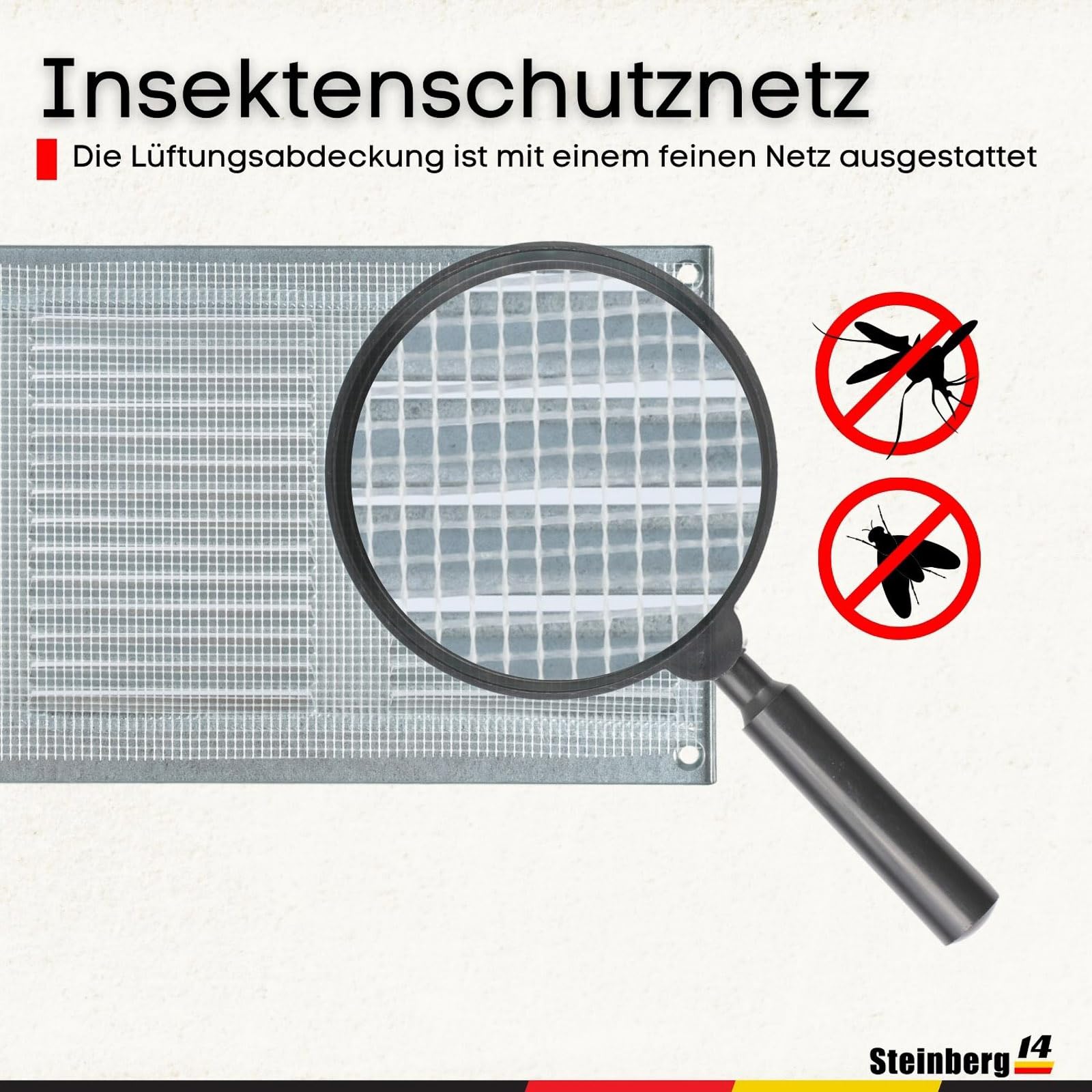 300x150mm Griglia Di Ventilazione Con Zanzariera - Griglie D'Aerazione In Metallo - Acciaio, Grigia - Foto 7