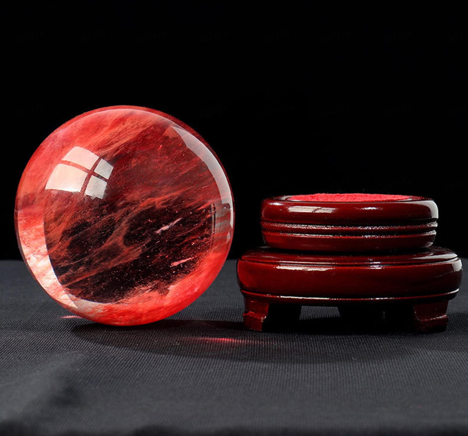 置物 水晶球 クリスタル 11cm 大 木製 台座付き 運気急上昇 占い 占