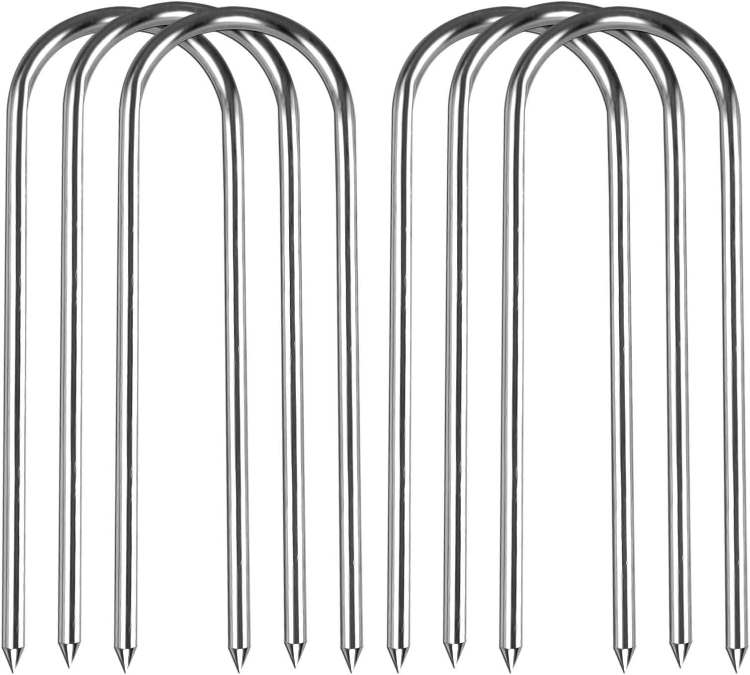 12inch Trampolines Wind Stakes Heavy Duty U Type Sharp Ends Safety Ground Anchor Galvanized Steel for Soccer Goals, Camping Tents and Huge Garden Decoration (u Stakes 6pcs)