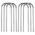 12inch Trampolines Wind Stakes Heavy Duty U Type Sharp Ends Safety Ground Anchor Galvanized Steel for Soccer Goals, Camping Tents and Huge Garden Decoration (u Stakes 6pcs)