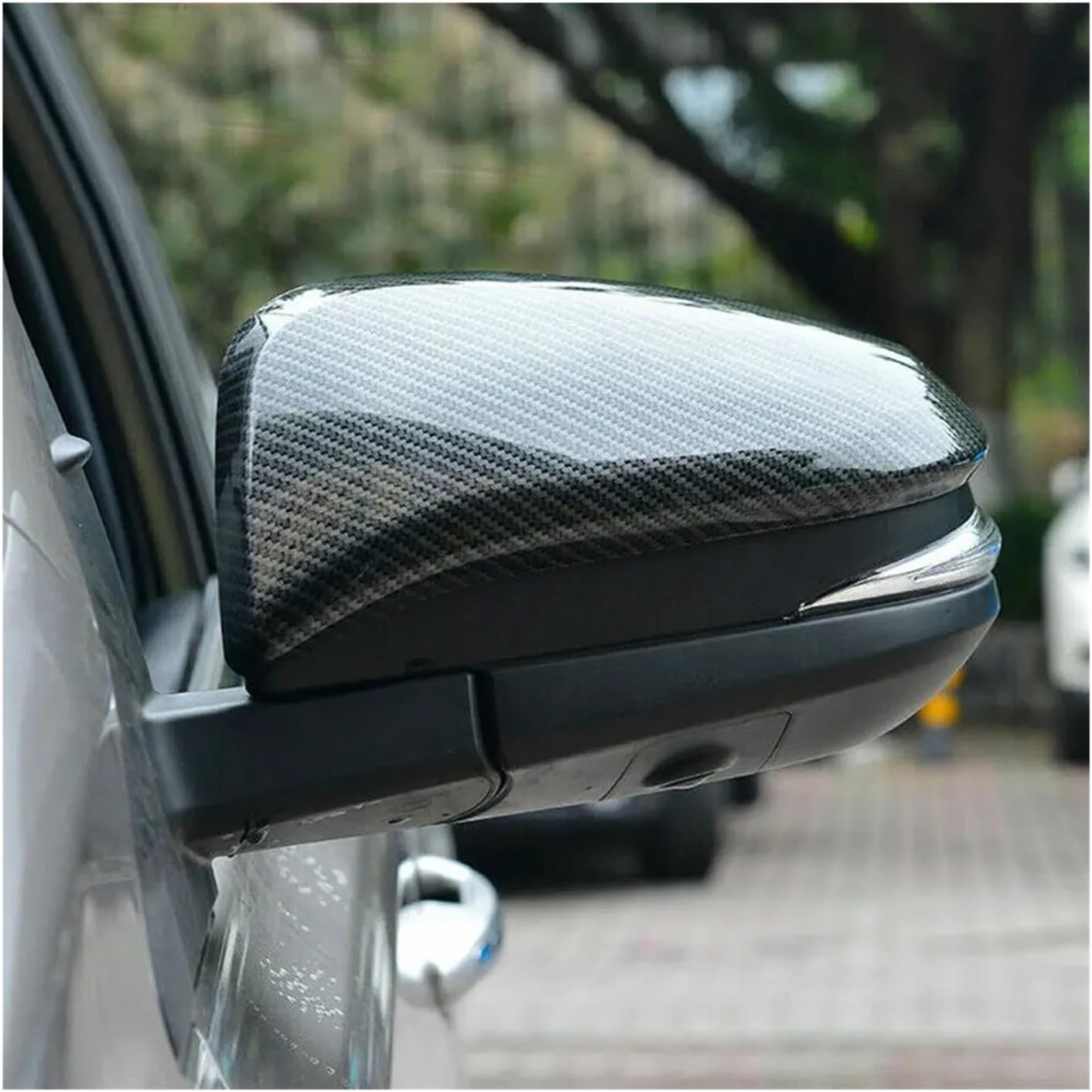 Cover Car Exterior Carbon Fiber Appearance Compatible with Toyota Highlander 2014-2019 Rearview Mirror (Gloss Black)