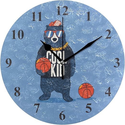 Amazon Co Jp Chovy 掛け時計 置き時計 北欧 おしゃれ かわいい サイレント 連続秒針 壁掛け時計 インテリア 熊 熊柄 くま かわいい 可愛い おもしろ バスケットボール 部屋装飾 子供部屋 プレゼント ホーム キッチン