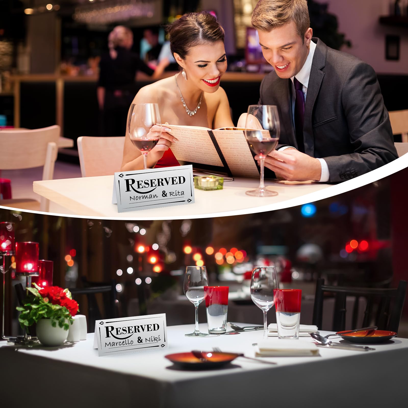 Resurhang 300 letreros de papel para mesa reservada con línea de nombre reservada, letreros de doble cara para reservar asientos, restaurantes, bodas, recepciones, iglesias, reuniones de negocios