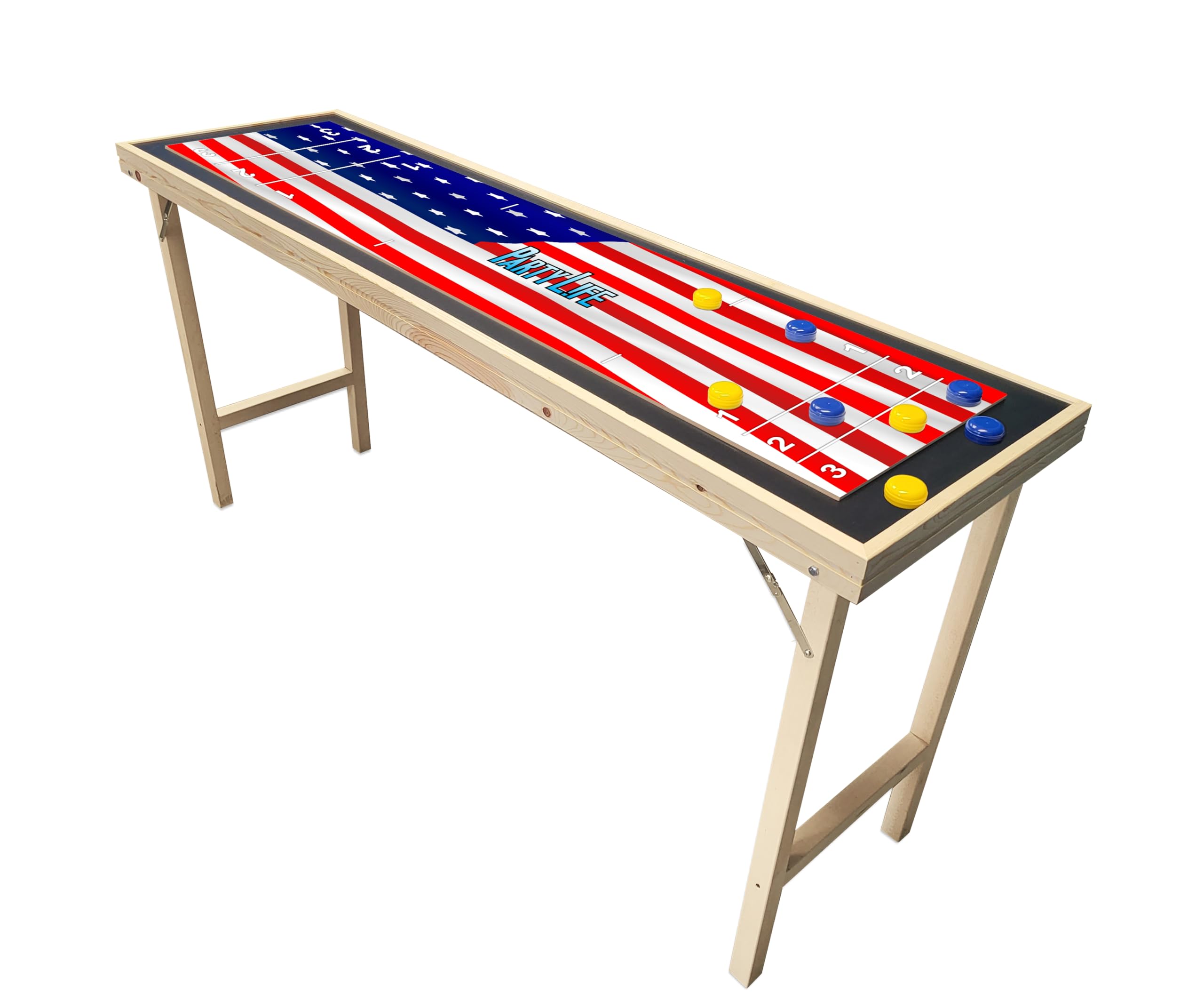 6-Foot Premium Shuffleboard Table w/Folding Legs, Pucks, and Optional LED Lights - Awesome Graphics - Choose Your Model