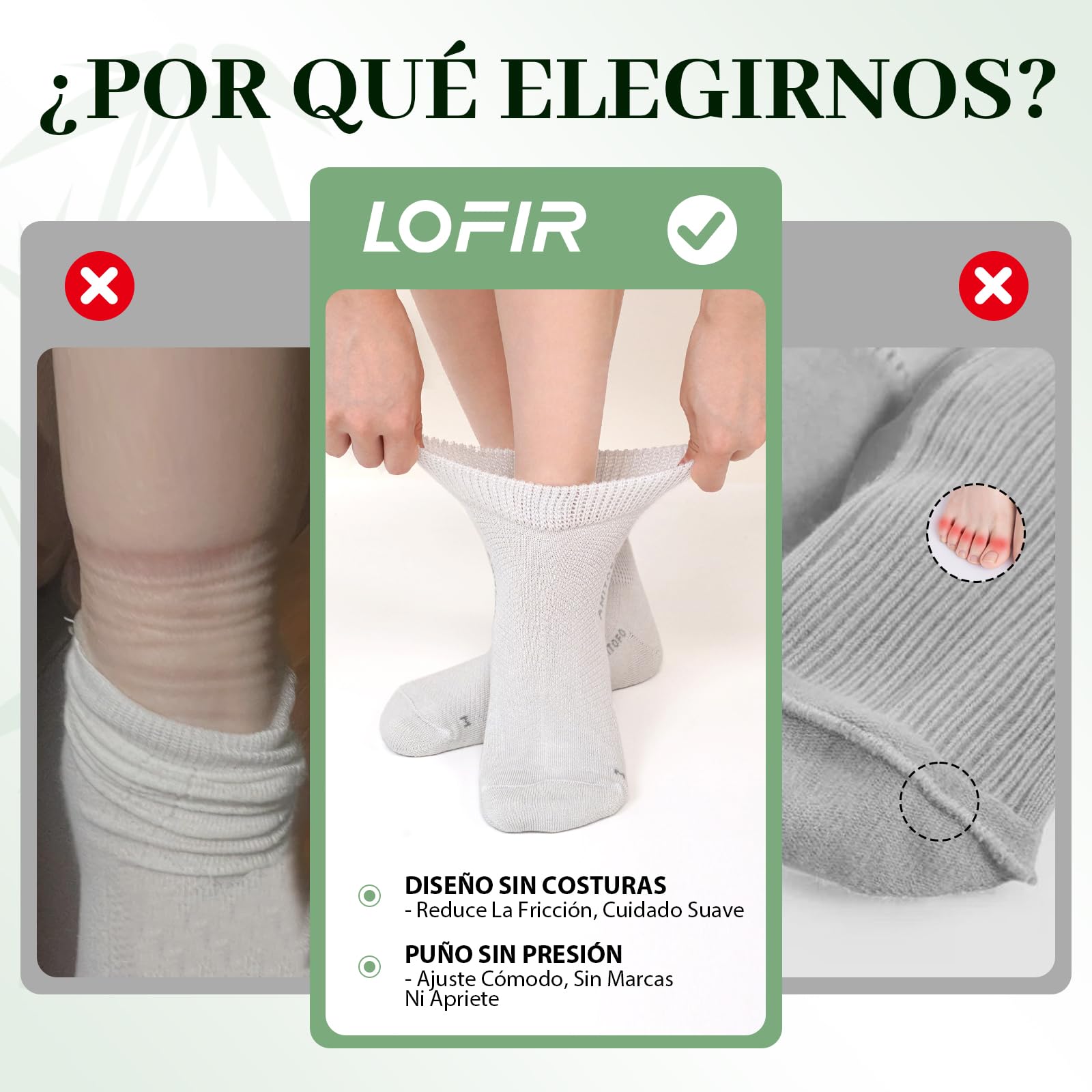 LOFIR Calcetines Diabéticos Tobilleros para Mujer: Calcetines Cortos de Verano Bambú Sin Goma Sin Costuras Extra Anchos para Pies Hinchados Mayores y Embarazadas 6 Pares