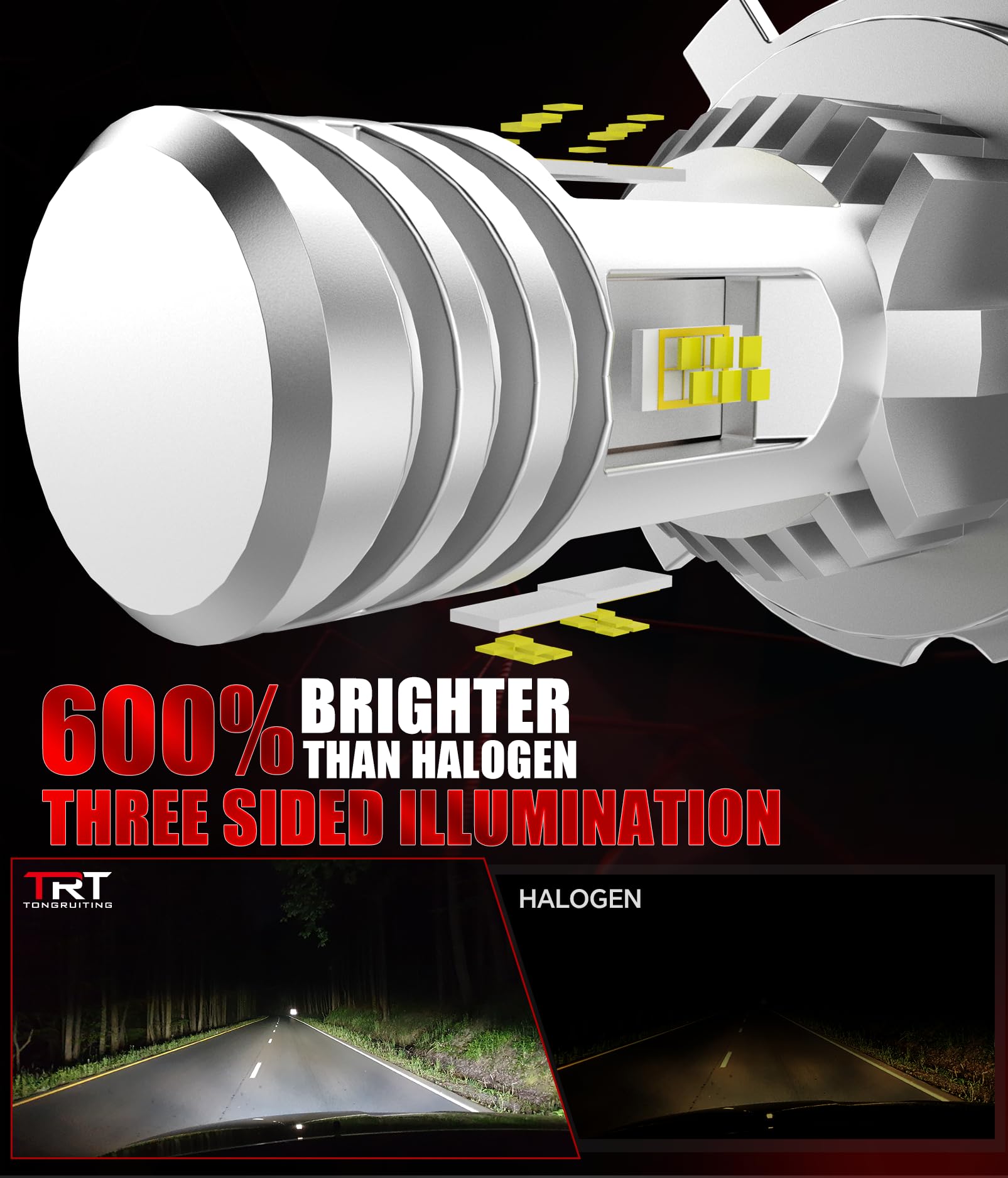 Bombillas LED H4 para Coche, 130W, 38000LM, 6500K, Blanco Frío, Luz Alta y Luz Baja, Tamaño Mini 1:1 H4 LED, Plug and Play, Reemplazo de Halógeno, Paquete de 2
