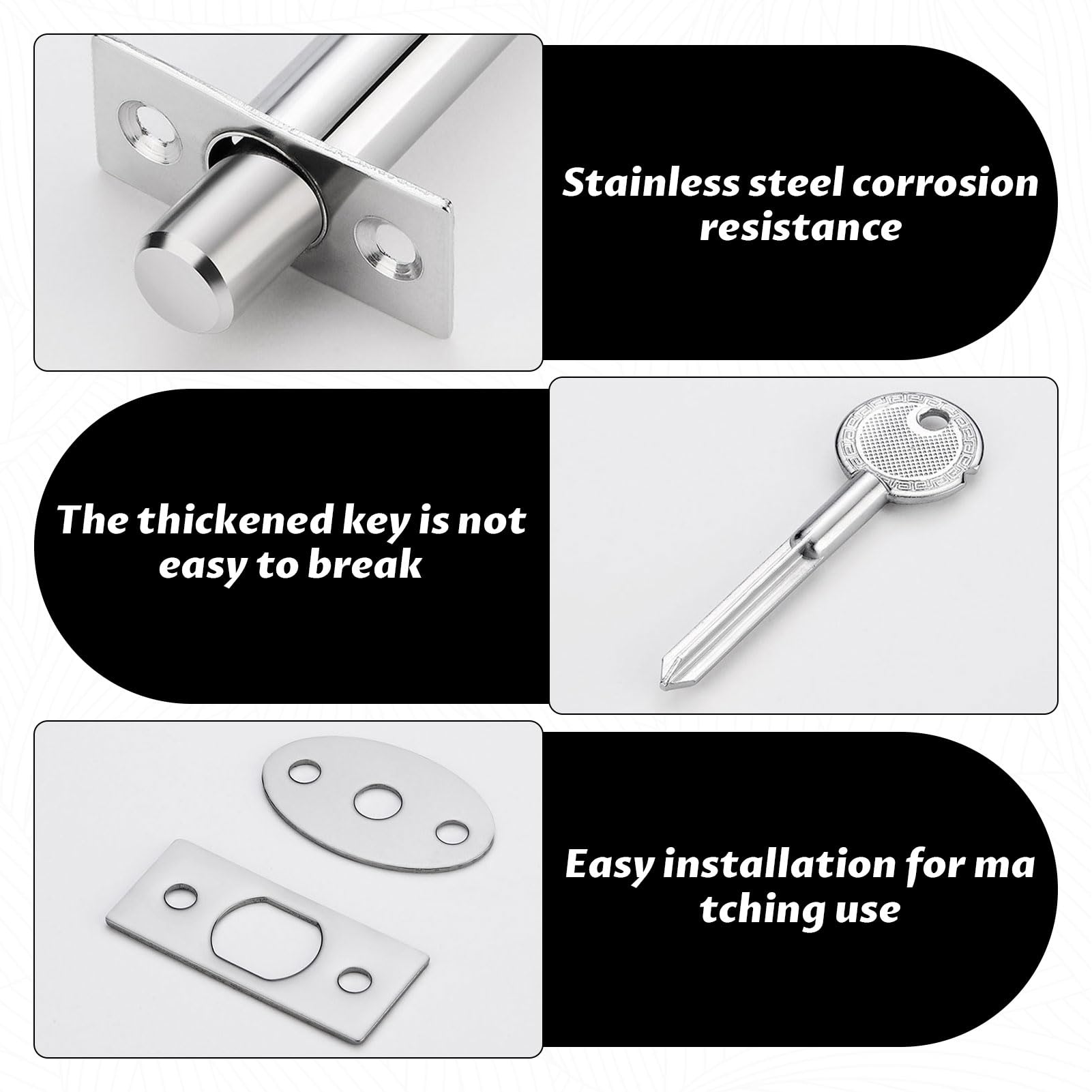 2 PCS Internal Door Lock with Keys,Door Bolts for Internal Doors,Anti-Theft Door Locks Internal,Security Deadbolt Door Lock with Silver Deadbolt for Internal Doors Windows - Image 3