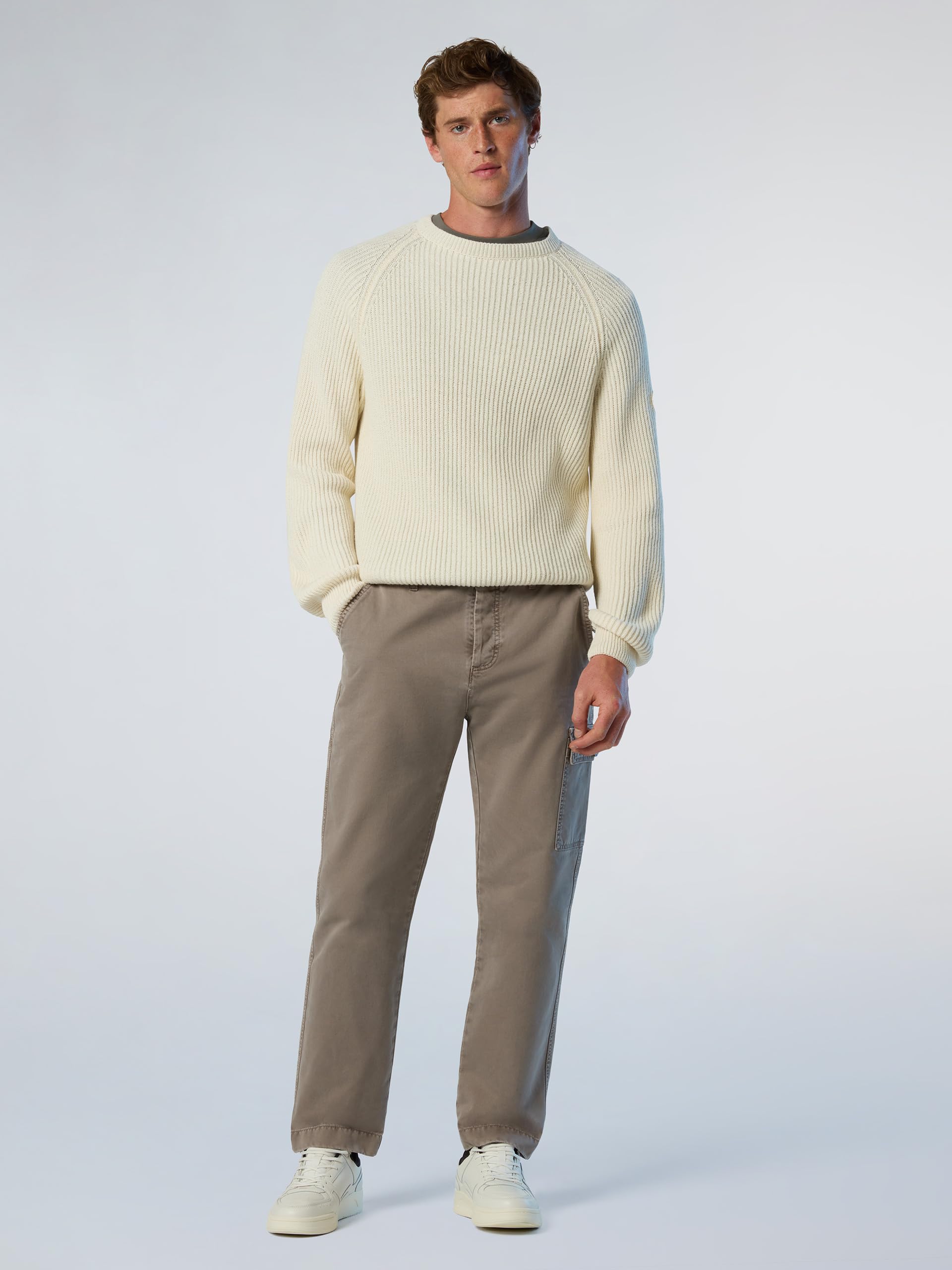 NORTH SAILS Maglione Uomo a Costa Inglese in Misto Cotone e Lana Tecnica Riciclata