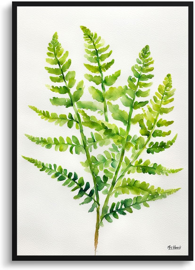 Mrs Henri's Osmunda Regalis Minimalist Art Print Watercolour Botanical Framed Royal fern Wall Art Poster