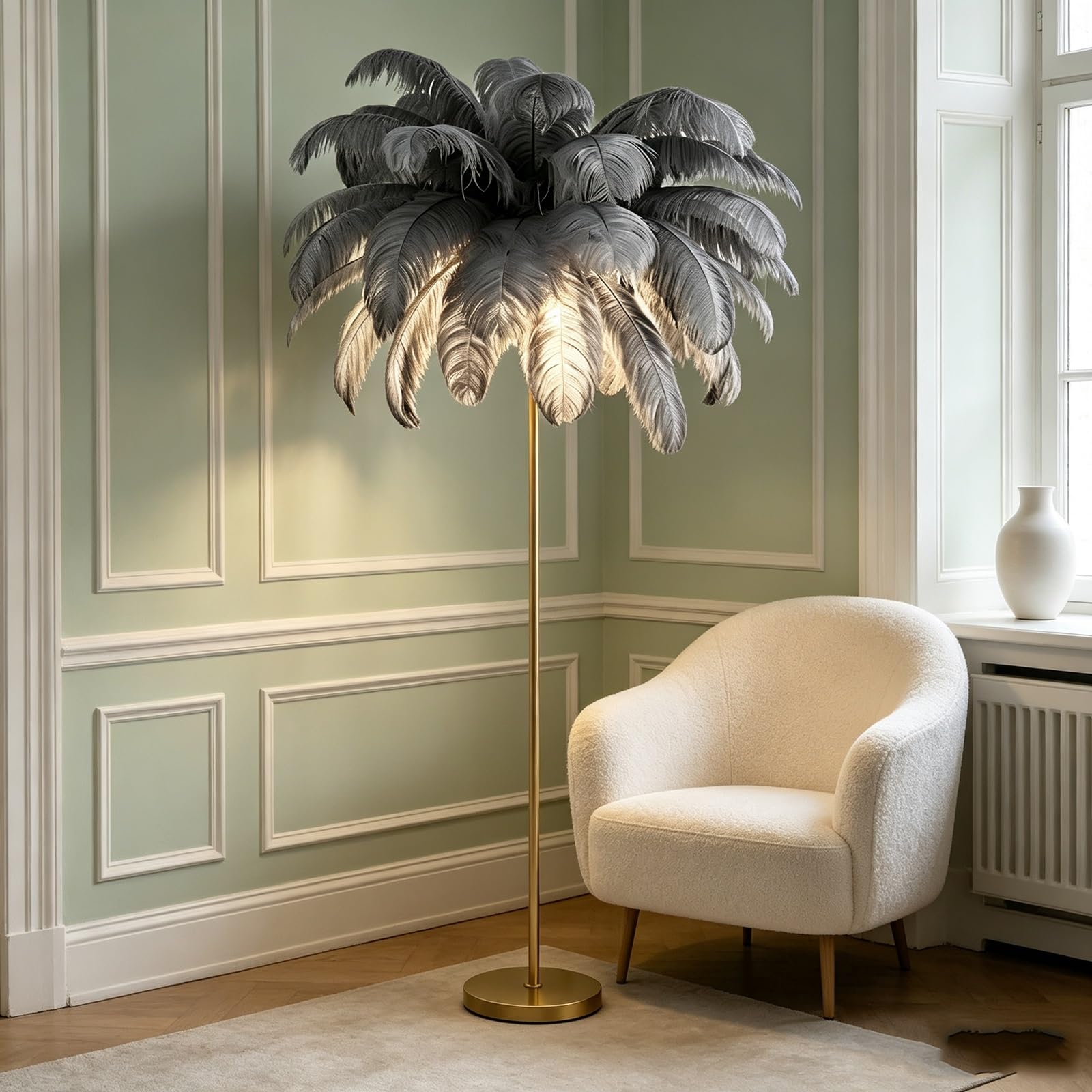 LCNDKF Anti-Slip Stable Feather Floor Lamp