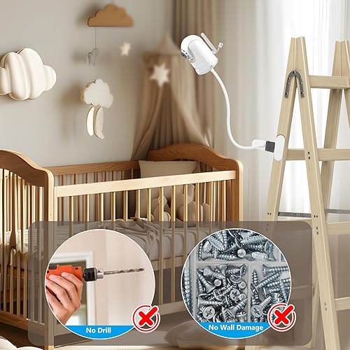 Miniatura 3 de Soporte de clip flexible compatible con Baby Optics DXR-8 y DXR-8 PRO Video Baby Monitor para cuna, soporte de cámara de bebé con brazo de cuello de