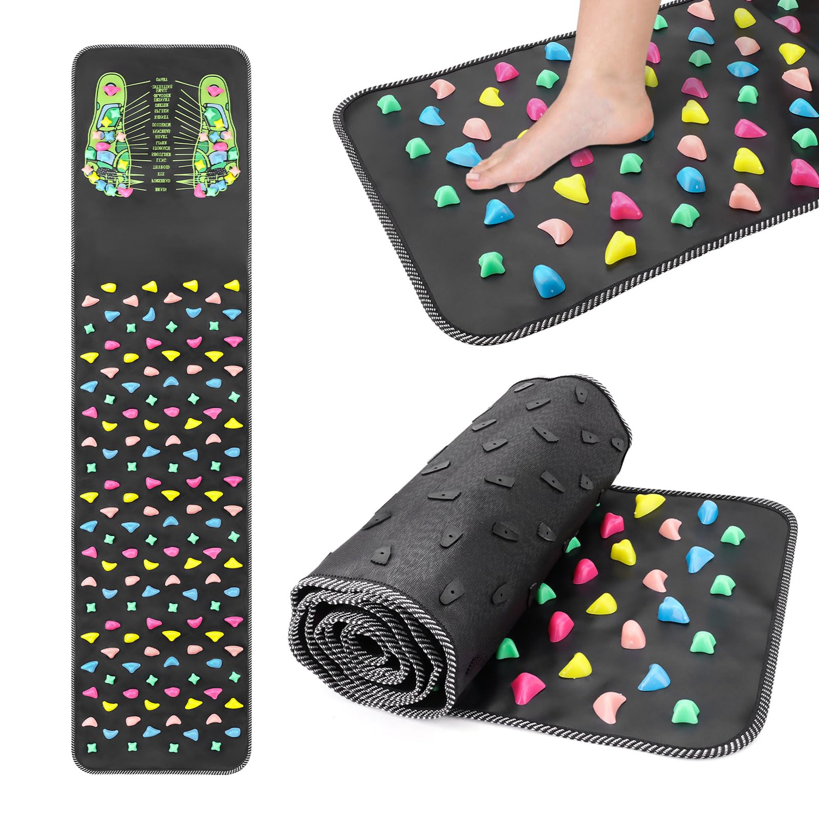 Fußdruckpunktmatte, Fußmatte Druckpunkte, 2-in-1-Fußmassage-Pad, zerlegbare Akupressurmatten, Akupressur-Werkzeug zur Entspannung (170 x 34 cm)