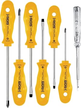 SGS 7li Profesyonel Tornavida Seti, Sar  Seri, Chrome Vanadium  elik, Ergonomik Tutma Sapl , SGS1040