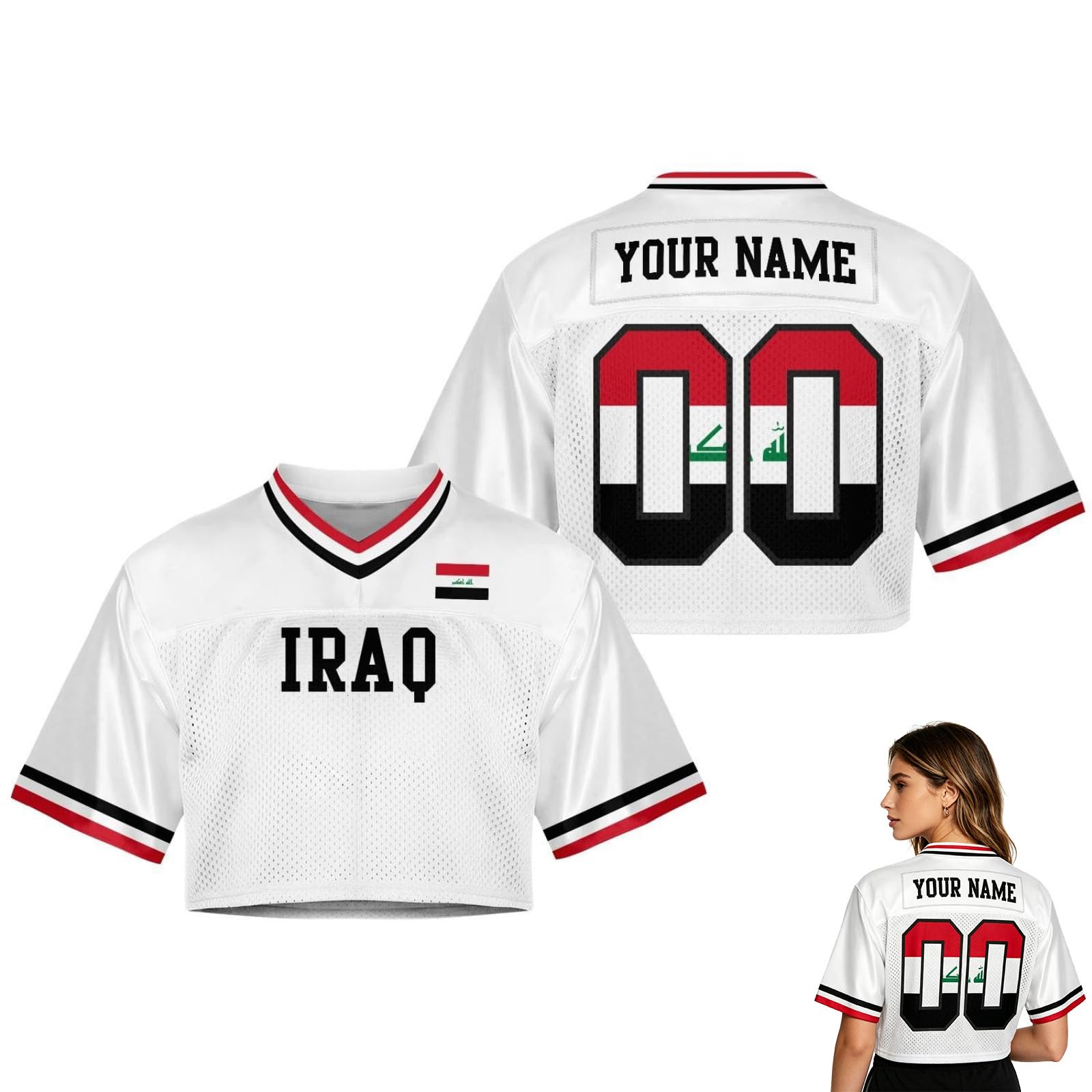 2026 World Cup Fan Shirt for Women,Personalised Name & Number, Y2K Crop Style Jersey, Cute Summer Short Sleeve Top for Match Day, Loose Streetwear Perfect Gift for Girls (Ir-aq)