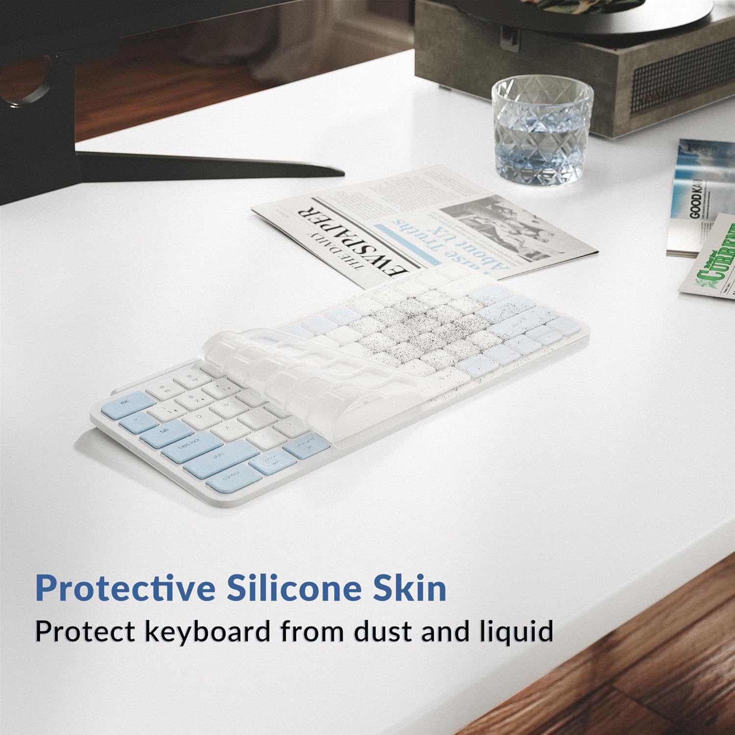 Keychron B1 Pro Ultra-Slim ZMK/Launcher Wireless Bluetooth 2.4 GHz/Wired Connection Keyboard for Mac Windows Linux - Retro Blue