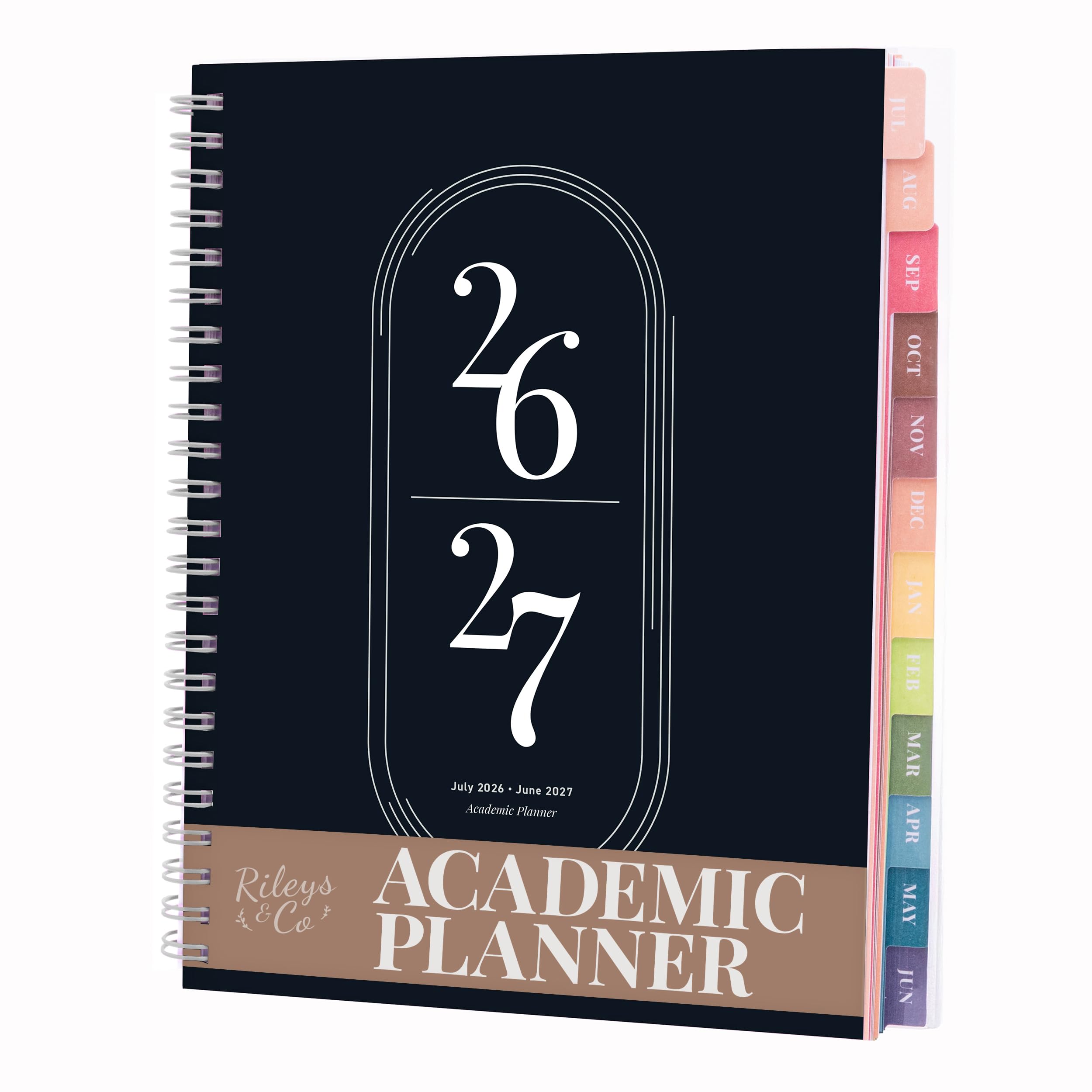 Rileys Academic Diary 2026-2027, Daily, Weekly & Monthly Planner, July 2026 - June 2027, Student Notes Pages, Twin-Wire Binding, Weekly Agenda for School & Work (20 x 15 cm, Black)