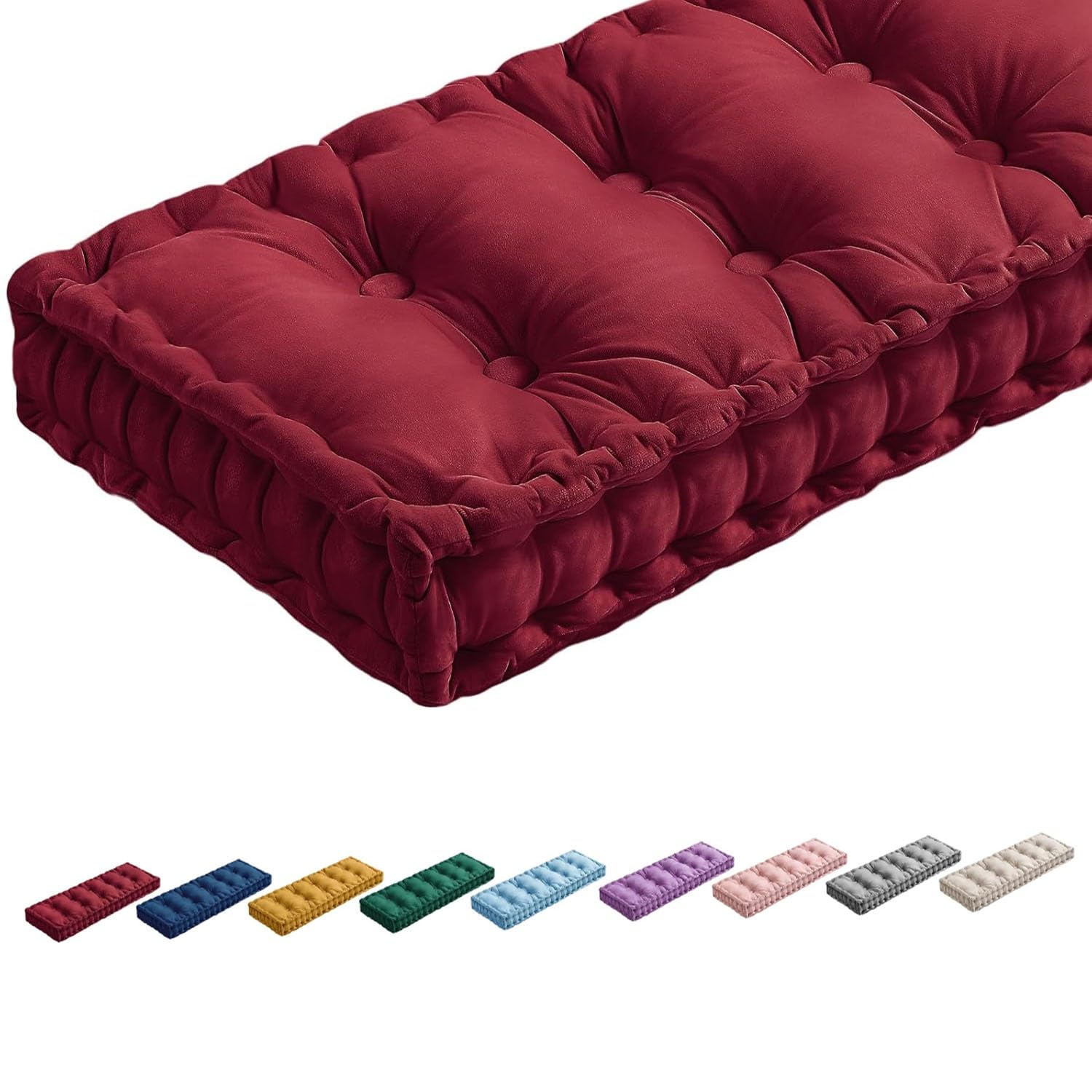 Coussin de jardin 120x45 rouge de 10 cm d'épaisseur idéal pour vos moments de détente sur la terrasse