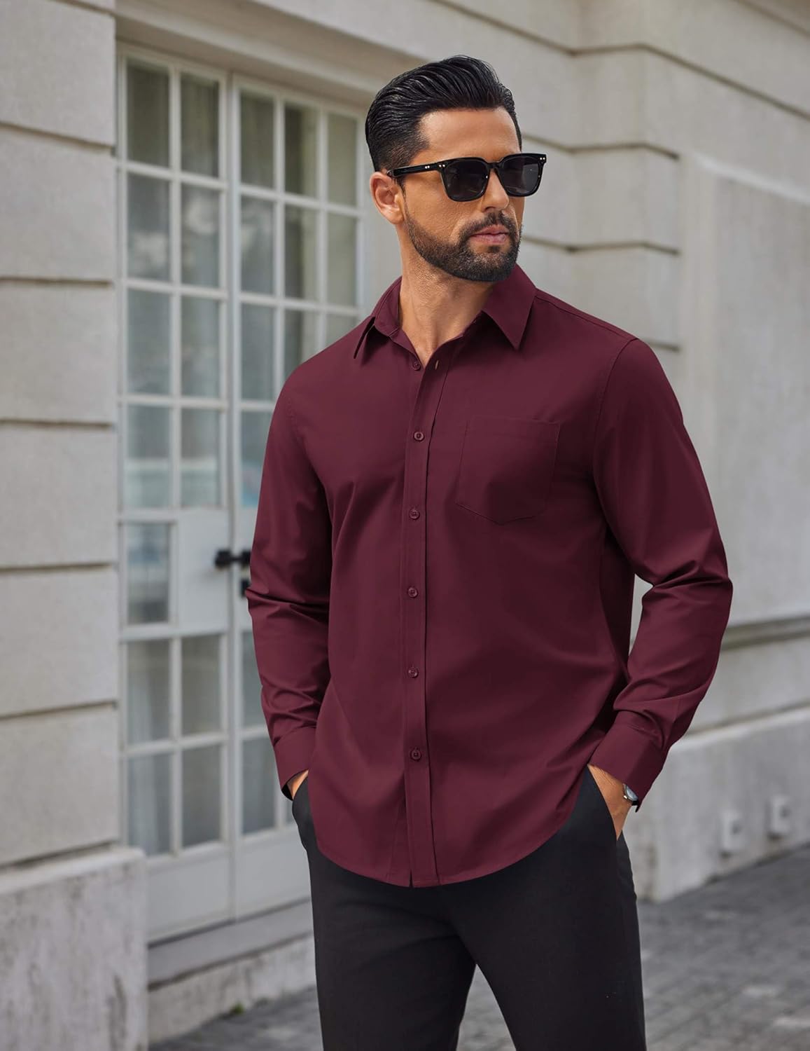 COOFANDY Mens Dress Shirts Long Sleeve Poplin Formal Shirt Casual Button Down Shirts - Image 2