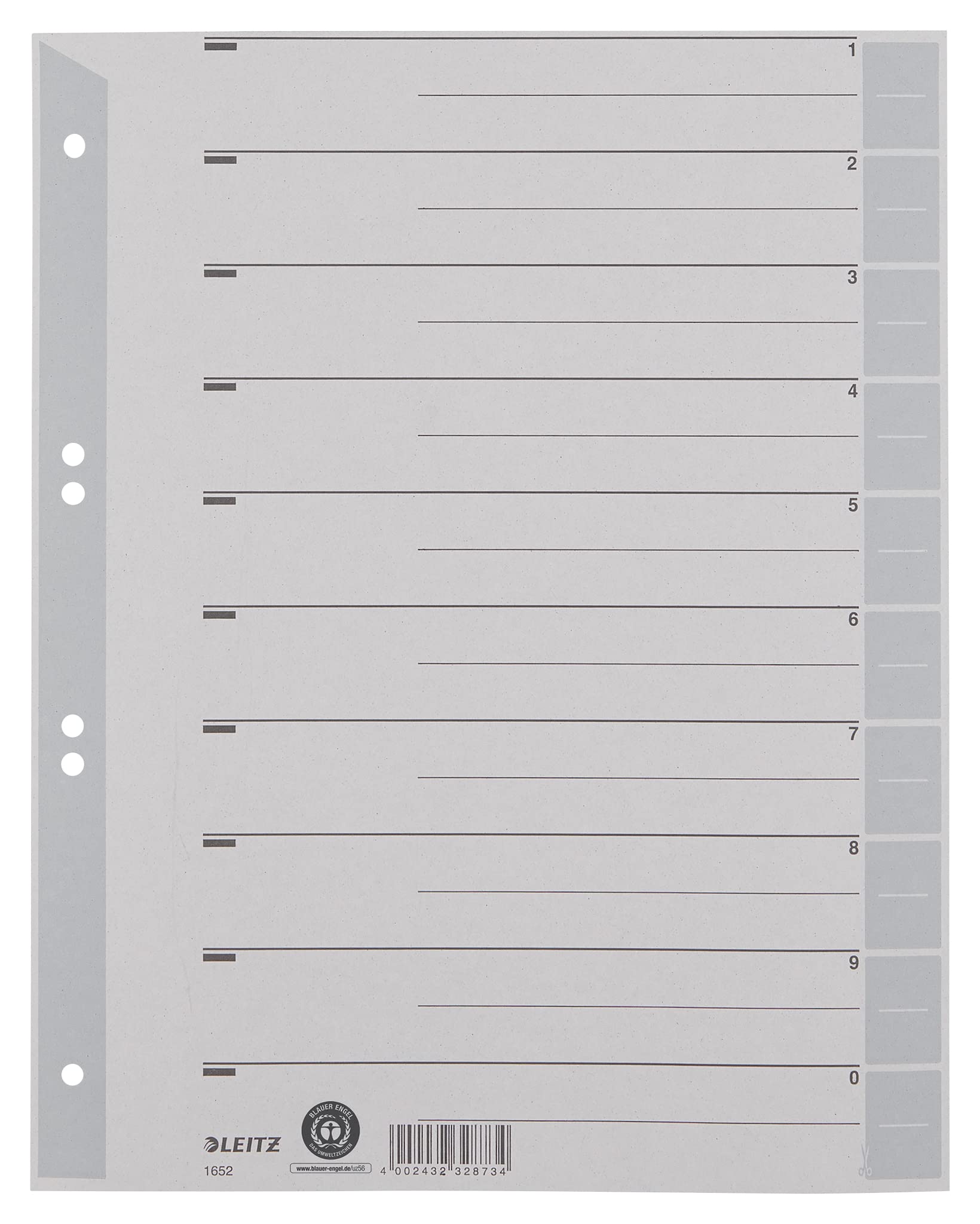 Leitz Cardboard tabs, grey
