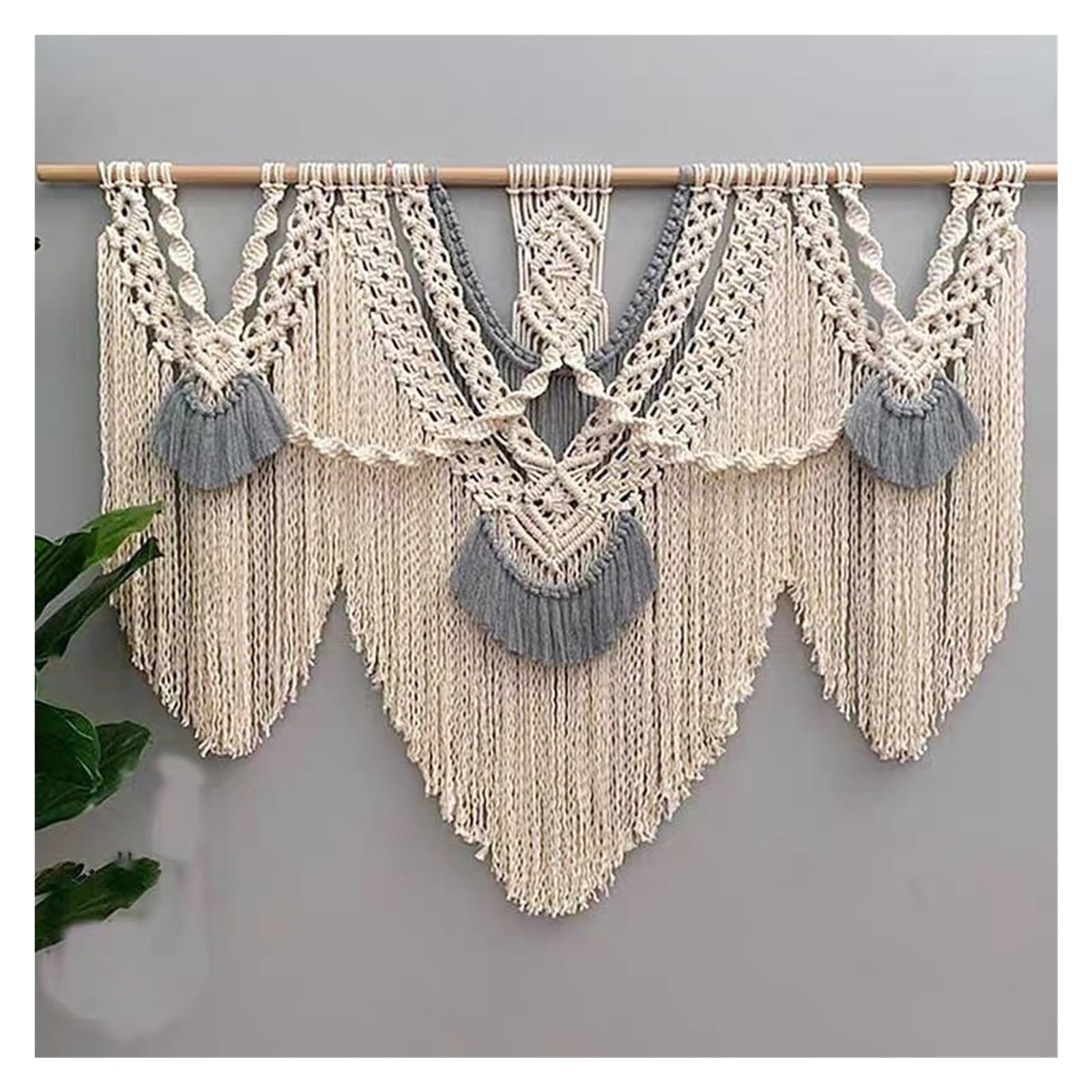 BDFJEDS Tapestry Wall Hanging Large Macrame Tapestry Handwoven Wall Hanging Bedroom Decoration Without Wooded Stick(Grey)