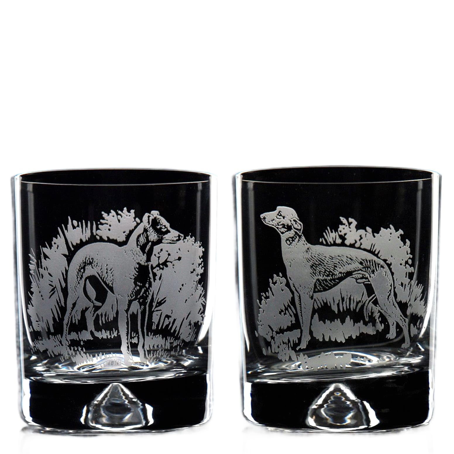 GLYPTIC Glass Art Whippet Dog Placement Hand Etched/Engraved Whiskey Tumbler Glass