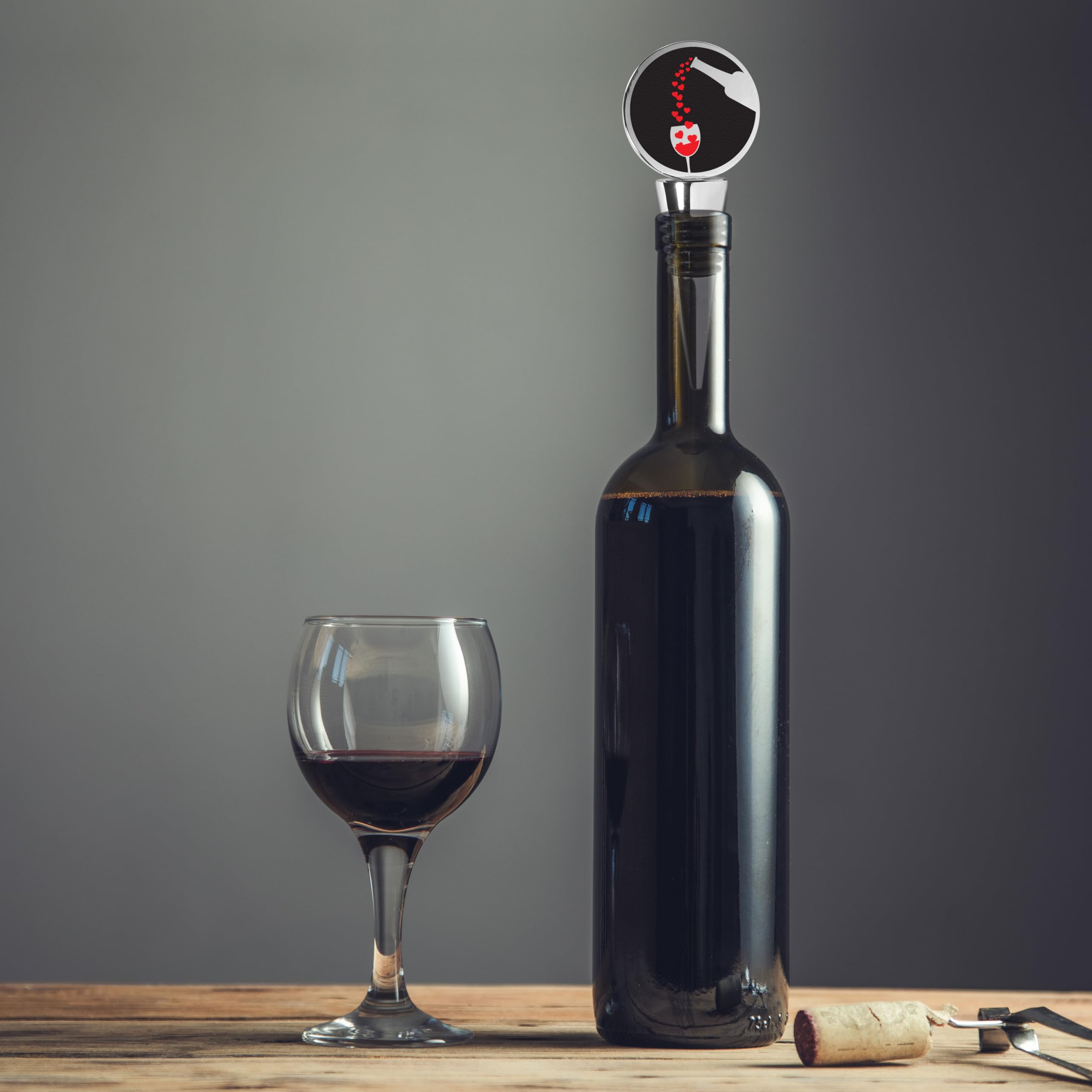 Pouring Hearts - Tapón de vino, talla única, cromado